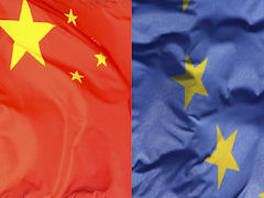 Chinese & EU flags