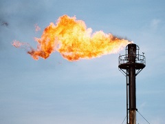 Methane flaring from an oil well